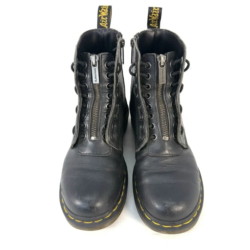 Dr. Martens 1460 Twin Zip 27629001 Women's Black Double Zip Leather Boots Size 6
